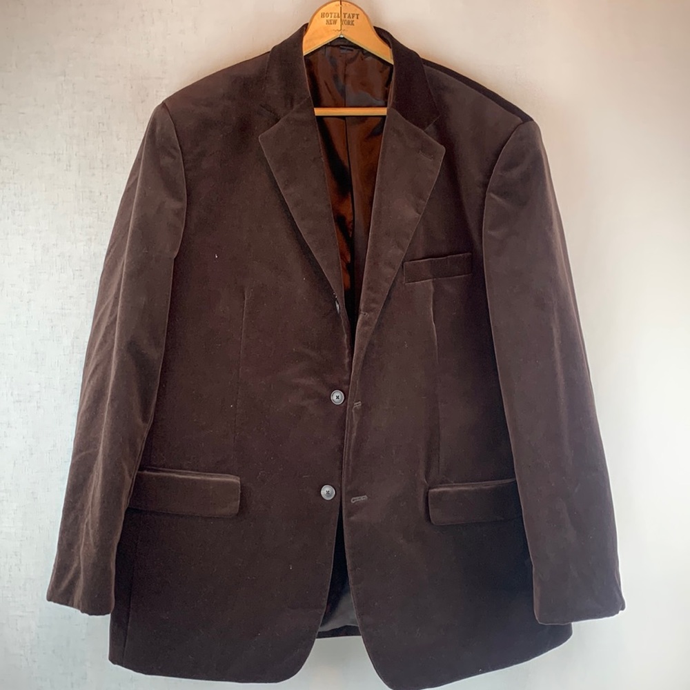 XXL BROWN Velvet MATERIAL LONDON Mens Jacket Blazer SPORT COAT